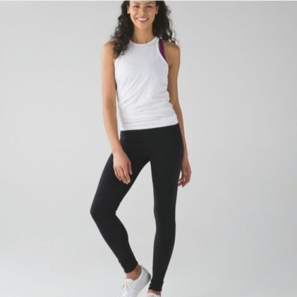LULULEMON Wunder Reversible Leggings Black Regal Plum Miss Mosaic Black Size 6 - Picture 1 of 11